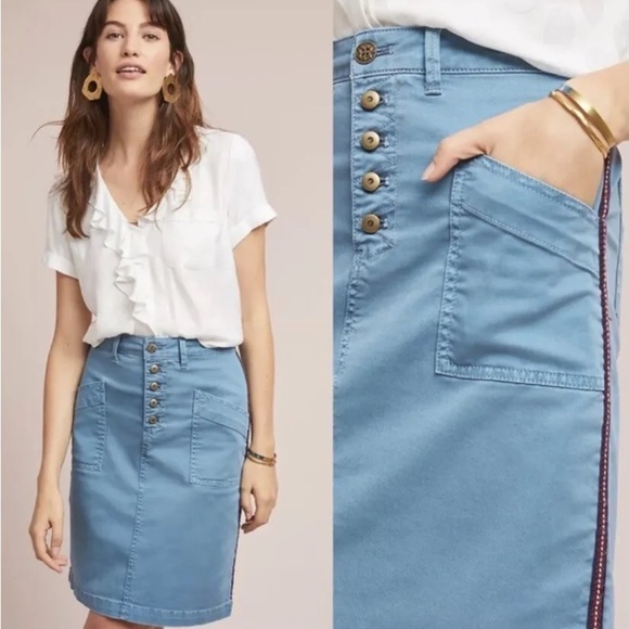 Pilcro And The Lettterpress Chino Pencil Skirt With Side Stripe - Picture 2 of 6